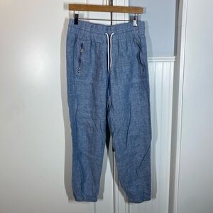 Athleta Cabo Linen Jogger Chambray Blue size 8 beach summer resortwear airy